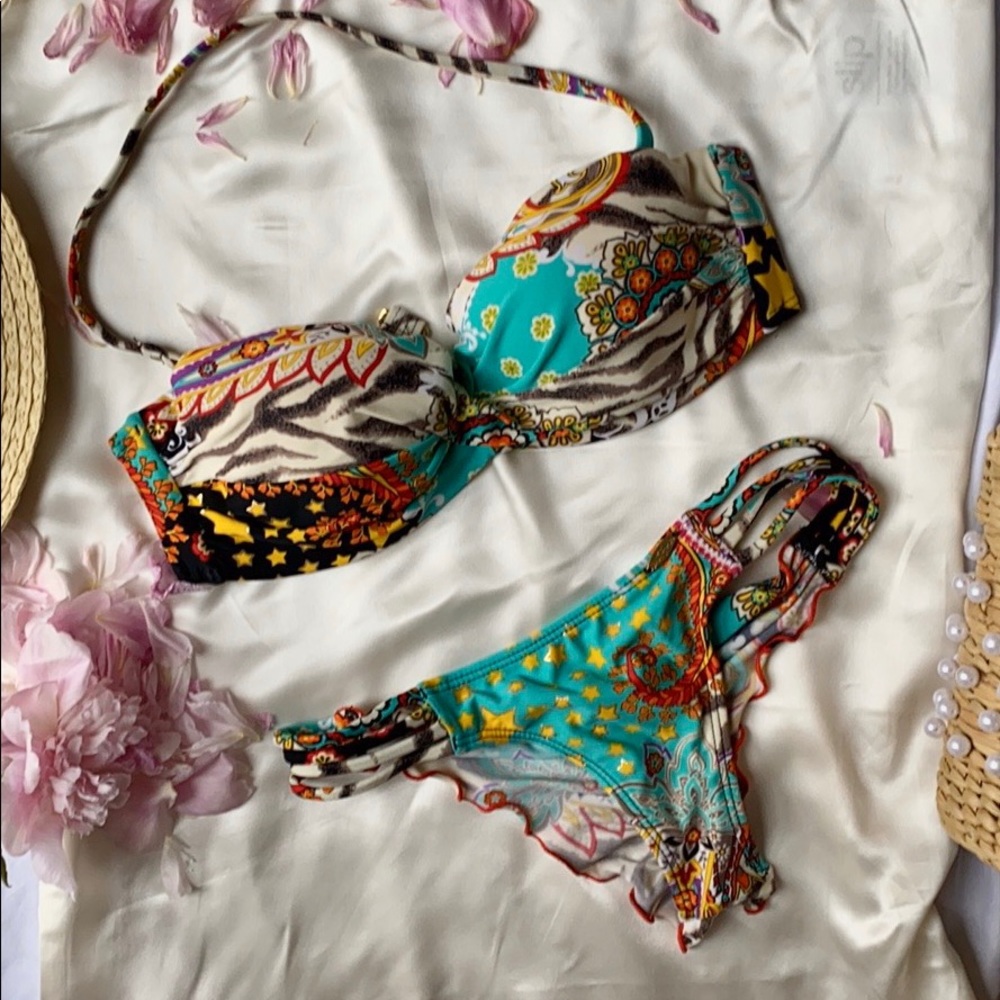 Luli Fama multi color bikini set size small - Picture 2 of 6